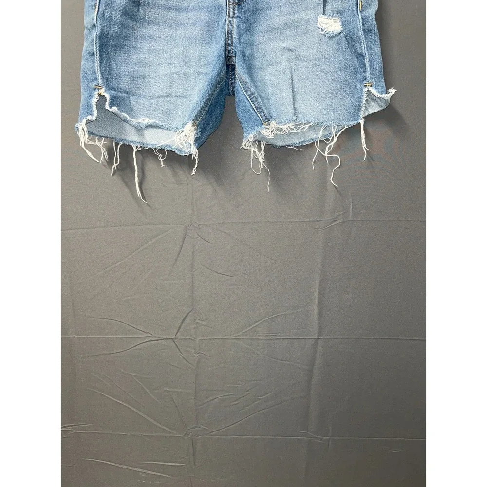 Old Navy OG Straight Cut Off Shorts Girls 2 Blue Denim Cotton Stretch Distressed